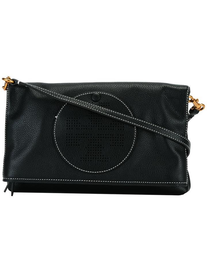 Tory Burch Perforated Logo Crossbody Bag, Women's, Black, Calf Leather