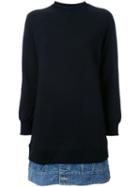 Miharayasuhiro Denim Panel Sweatshirt, Women's, Size: 38, Black, Cotton