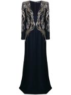 Alexander Mcqueen Embellished Long Gown - Blue