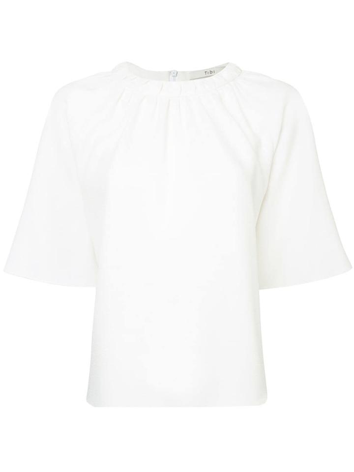 Tibi Shirred Neck Blouse - White