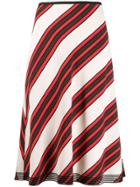 Tory Burch Diagonal Stripe A-line Skirt - Neutrals