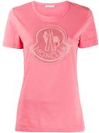 Moncler Logo Embroidered T-shirt - Pink
