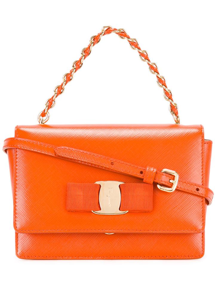 Salvatore Ferragamo Ginny Shoulder Bag, Women's, Yellow/orange, Calf Leather