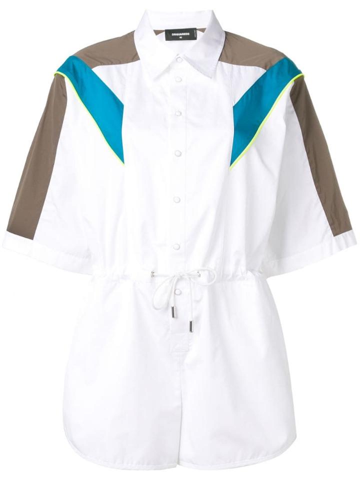 Dsquared2 Colourblock Panelled Playsuit - White