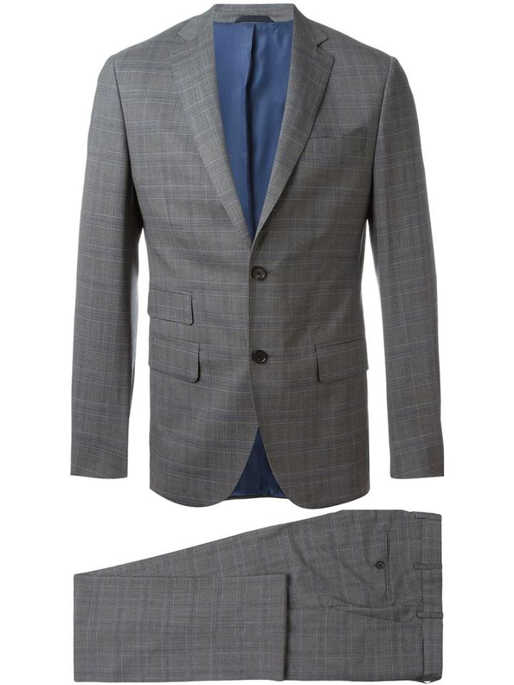 Fashion Clinic Woven Check Suit, Men's, Size: 52, Grey, Silk/spandex/elastane/viscose/wool