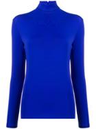 Rokh Fitted Roll Neck Top - Blue