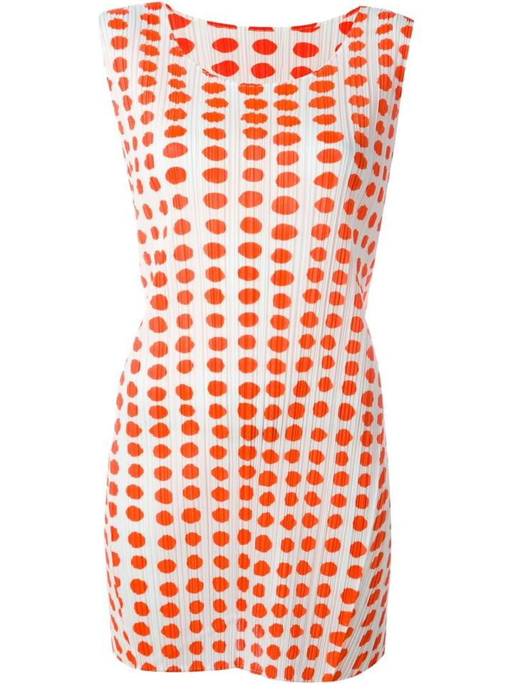 Pleats Please By Issey Miyake Dot Print Pleated Top, Women's, Size: 3, White, Polyester