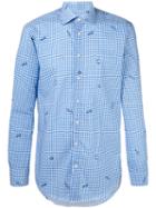 Etro - Checked Fish Print Shirt - Men - Cotton - 41, Blue, Cotton
