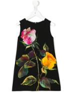 Dolce & Gabbana Kids Floral Print Dress, Girl's, Size: 10 Yrs, Black
