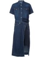 Sacai - Denim Pleated Panel Shirt Dress - Women - Cotton/polyester - 1, Blue, Cotton/polyester