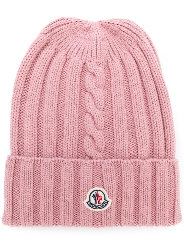 Moncler Cable Knit Beanie - Pink & Purple