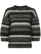 Chanel Vintage Three-quarters Sleeve Striped Jumper - Black