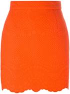 Antonio Berardi Textured Mini Skirt, Women's, Size: 40, Yellow/orange, Cotton/polyester