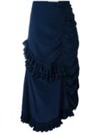 Marni Ruffled Gathered Skirt, Women's, Size: 40, Blue, Silk/acetate