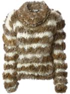 Christian Dior Vintage Striped Fur Sweater, Women's, Size: Medium, Brown