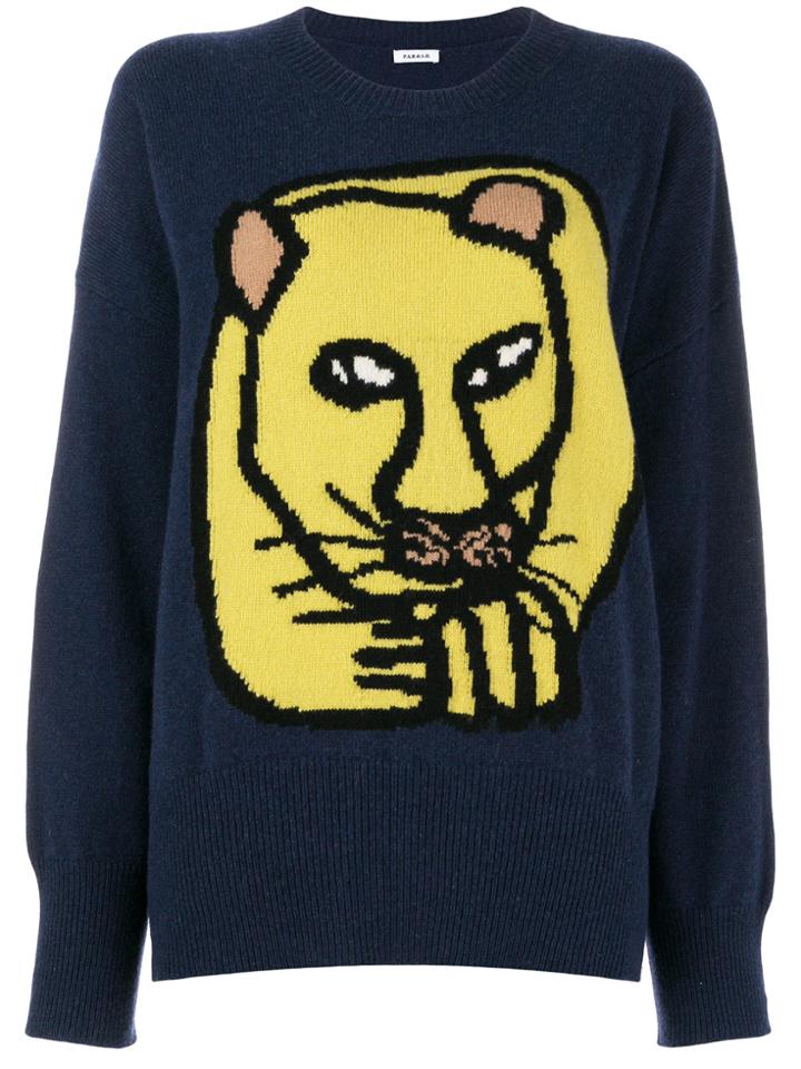 P.a.r.o.s.h. Lion Intarsia Sweater - Blue