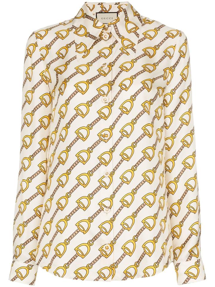 Gucci Stirrups Print Blouse - White