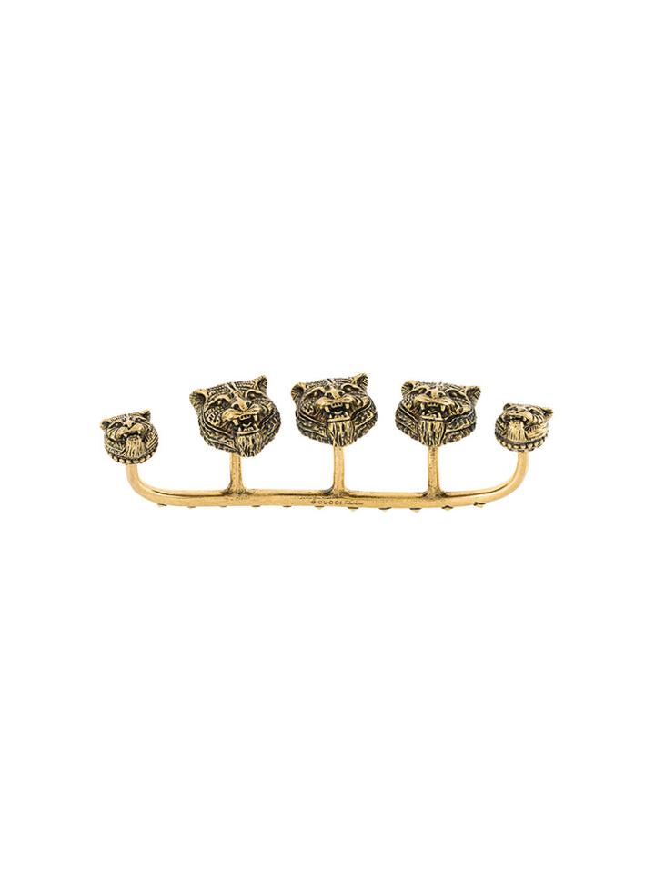 Gucci Feline Head Multi Finger Ring - Metallic
