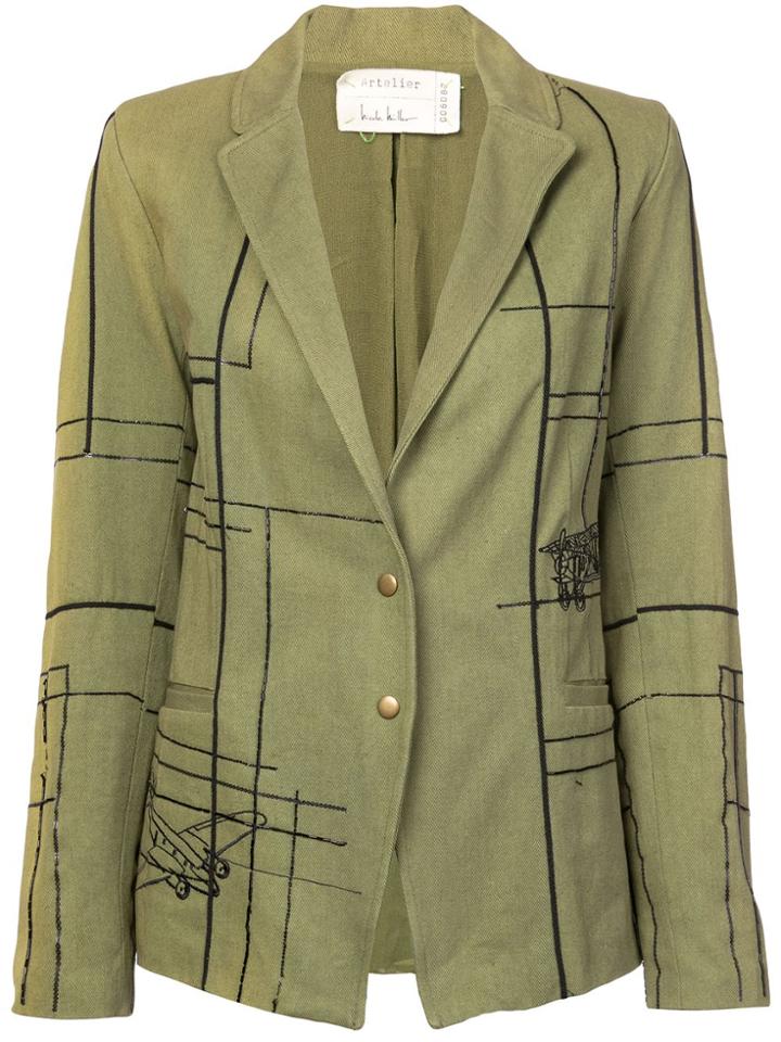 Nicole Miller Blueprint Embellished Blazer - Green
