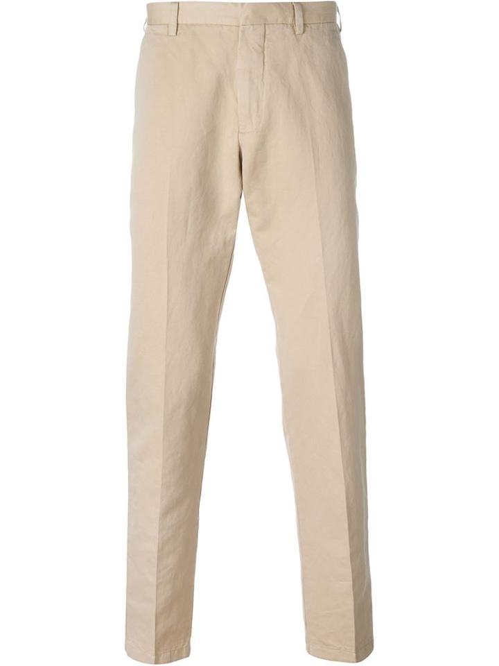 Canali Chino Trousers, Men's, Size: 48, Nude/neutrals, Cotton/linen/flax