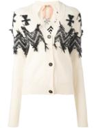No21 V-neck Cardigan, Women's, Size: 40, White, Polyamide/spandex/elastane/cashmere/virgin Wool