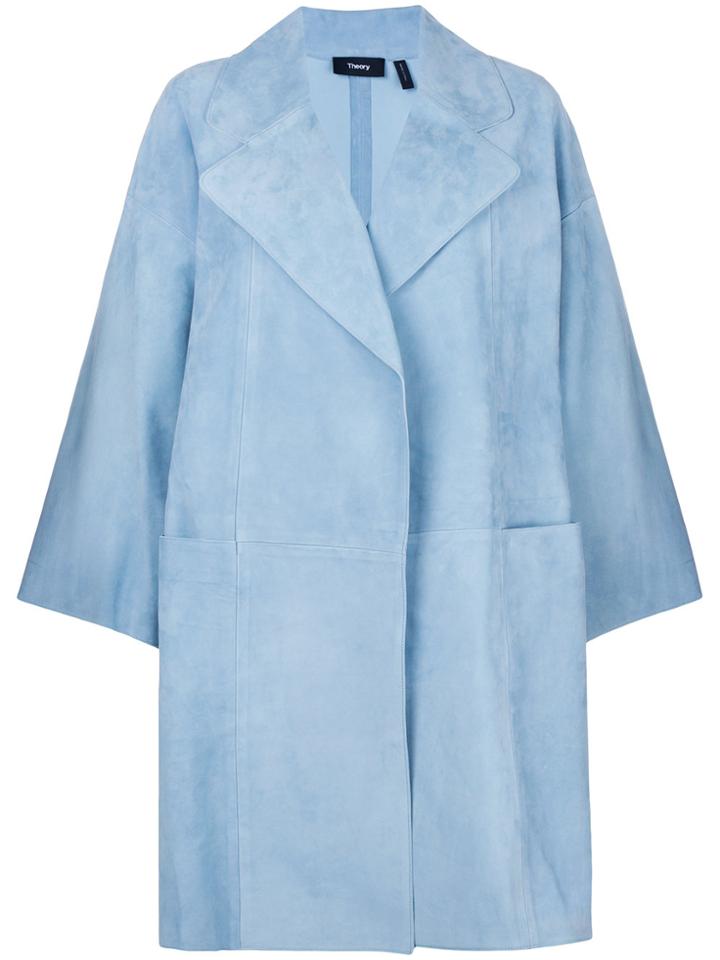 Theory Oversized Cropped Sleeve Coat - Blue