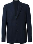 Lardini Buttoned Blazer, Men's, Size: 52, Blue, Polyester/wool