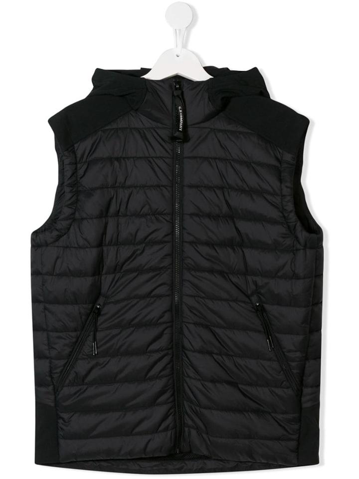 Cp Company Kids Teen Hooded Puffer Vest - Black
