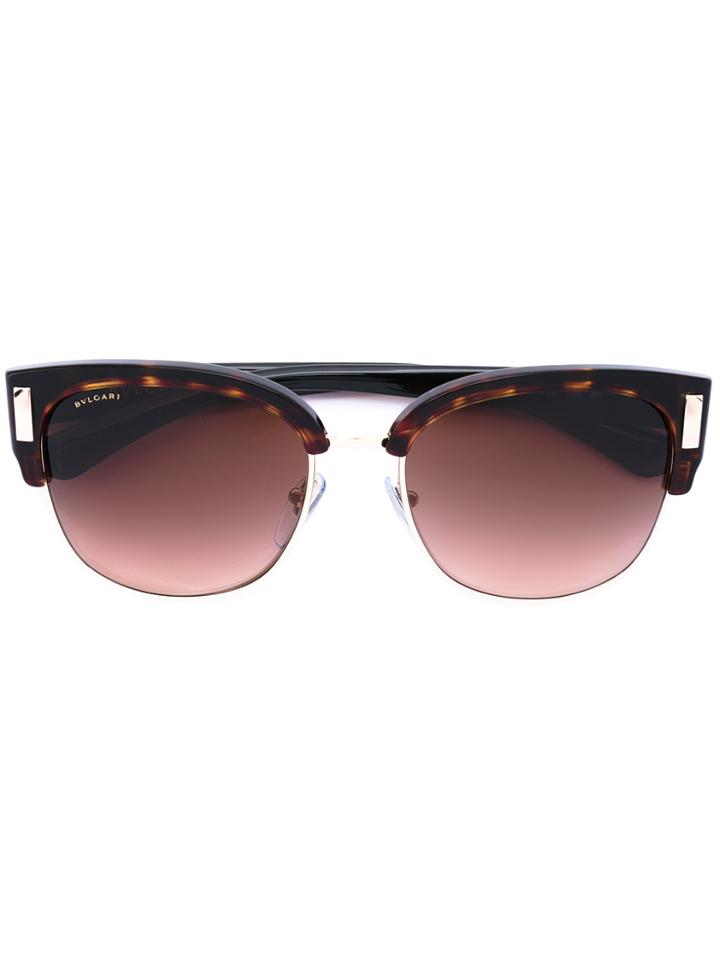 Bulgari Rectangle Frame Sunglasses - Brown