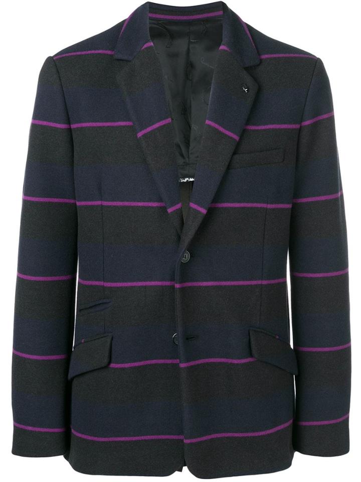 Cavalli Class Striped Button Blazer - Black