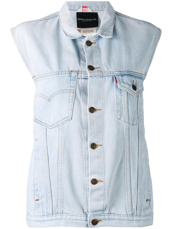 Erika Cavallini - Denim Gilet - Women - Cotton - One Size, Women's, Blue, Cotton