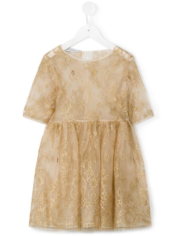 I Pinco Pallino Floral Embroidered Dress, Girl's, Size: 8 Yrs, Nude/neutrals