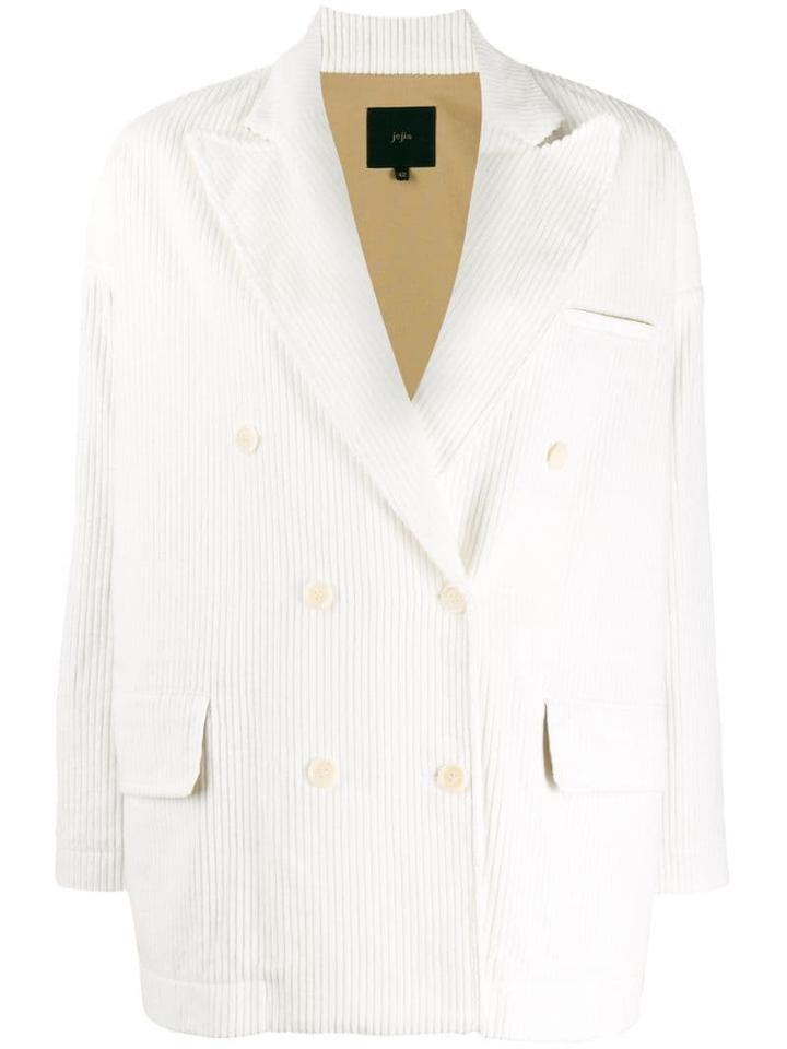 Jejia Double Breasted Corduroy Blazer - White
