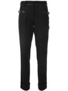 Vera Wang Buckle Strap Trousers, Women's, Size: 12, Black, Elastodiene/polyester/virgin Wool