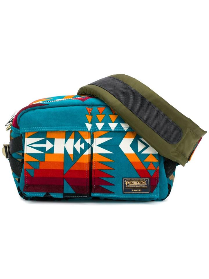 Sacai Geometric Print Belt Bag - Green