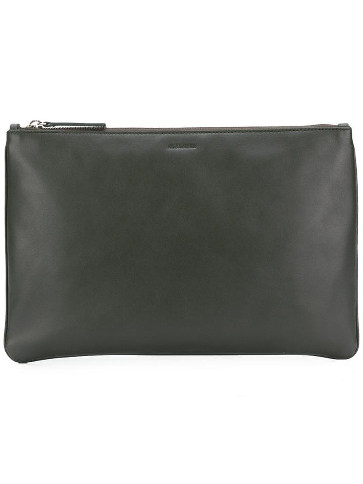 Jil Sander Logo Zipped Clutch - Green