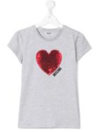 Moschino Kids - Sequin Heart T-shirt - Kids - Cotton/spandex/elastane - 14 Yrs, Grey