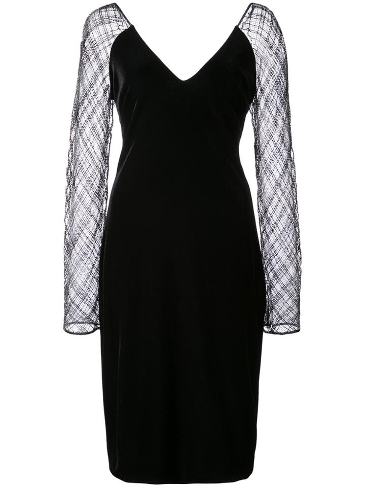 Badgley Mischka Sheer Sleeves Dress - Black