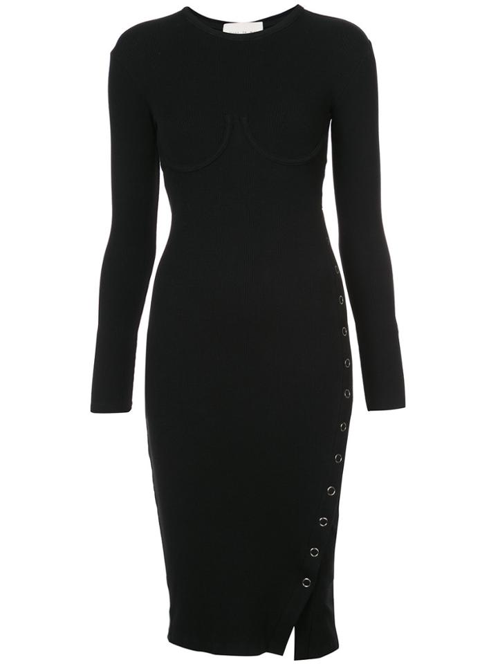 Fleur Du Mal Side Slit Knitted Dress - Black