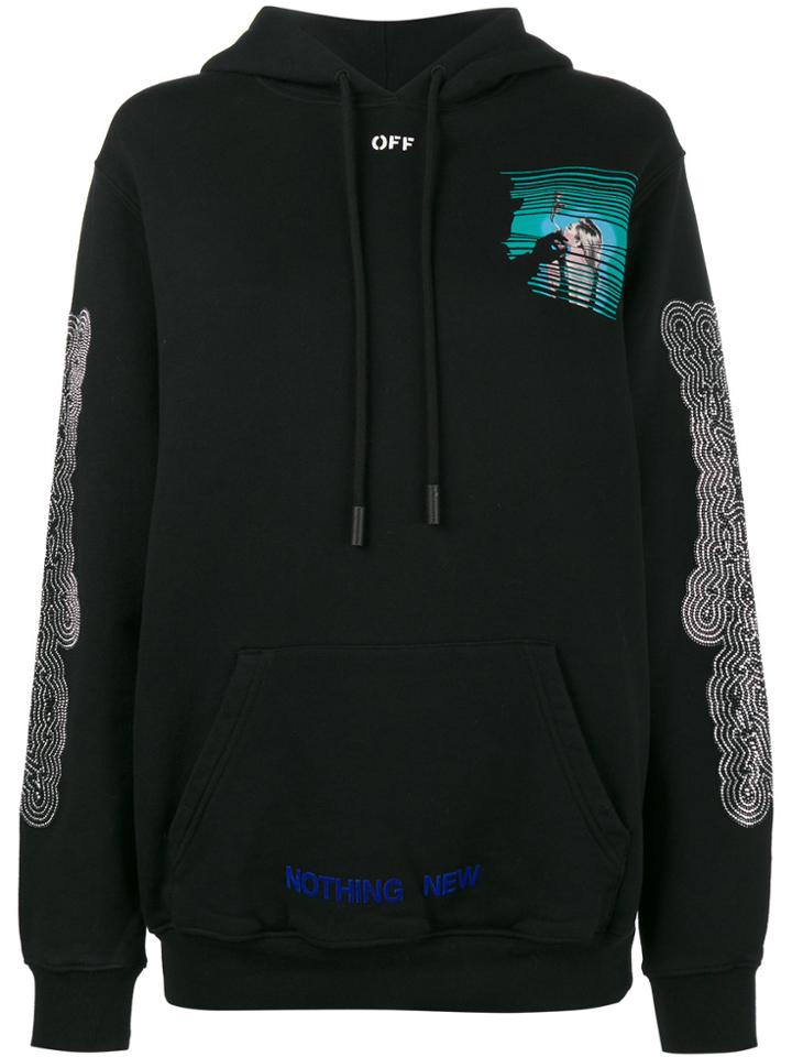 Off-white Peep Printed Oversized Hoodie - Black