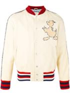 Gucci - Donald Duck Appliqué Bomber Jacket - Men - Silk/leather/polyamide/wool - 50, Nude/neutrals, Silk/leather/polyamide/wool