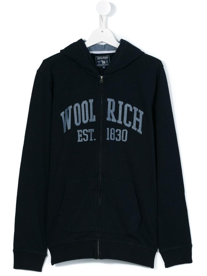 Woolrich Kids - Teen Logo Hoodie - Kids - Cotton - 14 Yrs, Boy's, Blue