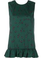 Marni Sleeveless Print Ruffle Top, Women's, Size: 44, Green, Cotton