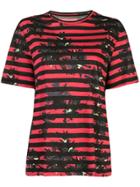 Proenza Schouler Striped Splatter Floral Short Sleeve T-shirt - Red