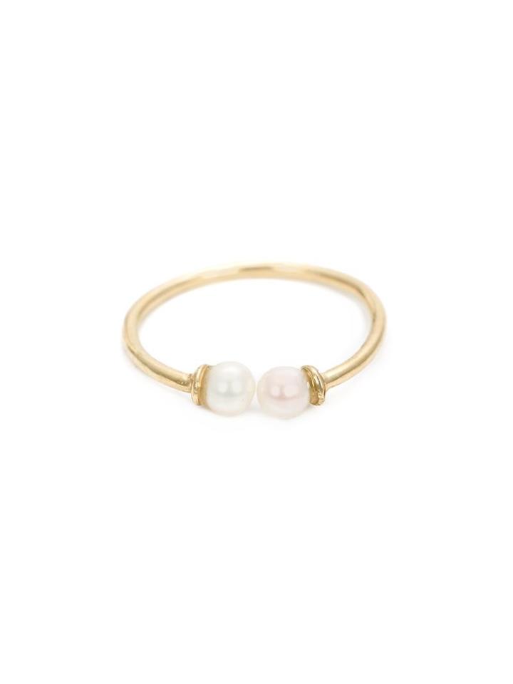 Loren Stewart Adjustable Ring, Women's, Size: 7, Yellow/orange, Pearls/14kt Gold/gold Plated Sterling Silver