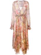Philosophy Di Lorenzo Serafini - Floral Print Midi Dress - Women - Silk/polyester - 46, Women's, Nude/neutrals, Silk/polyester