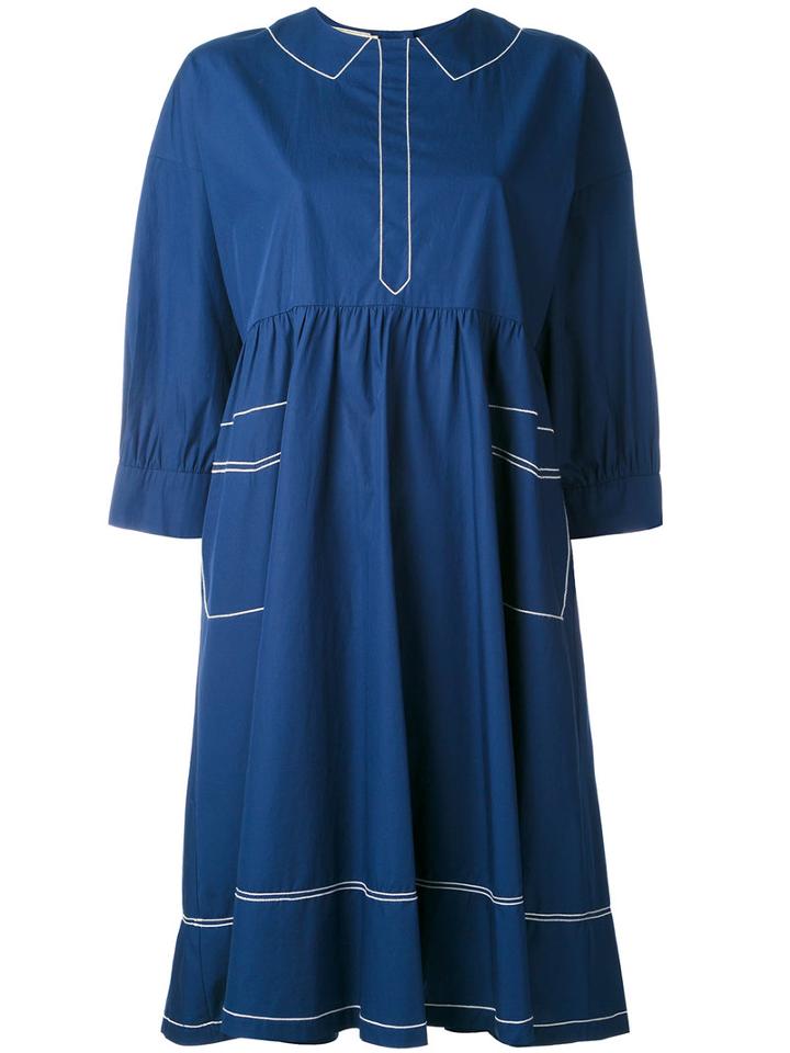 Maison Kitsuné - 'maiko' Flowing Dress - Women - Cotton - 38, Blue, Cotton