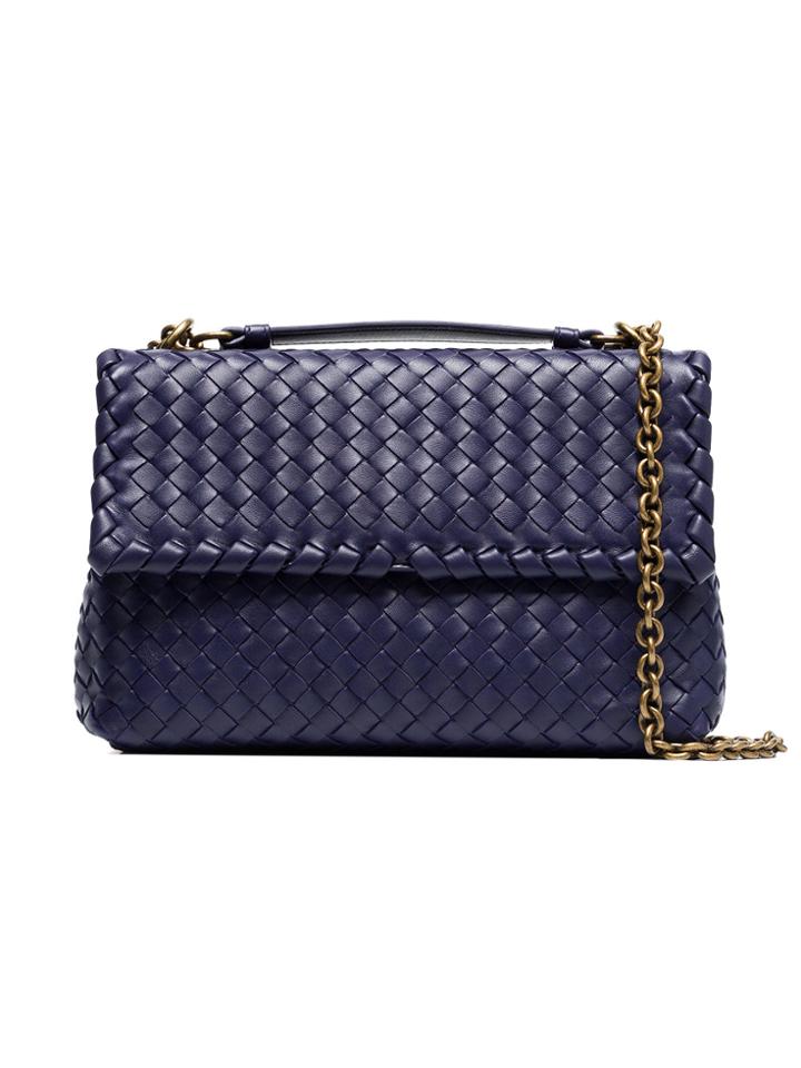 Bottega Veneta Blue Olympia Intrecciato Leather Bag