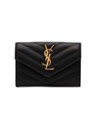 Saint Laurent Black Monogram Quilted Grained Leather Wallet