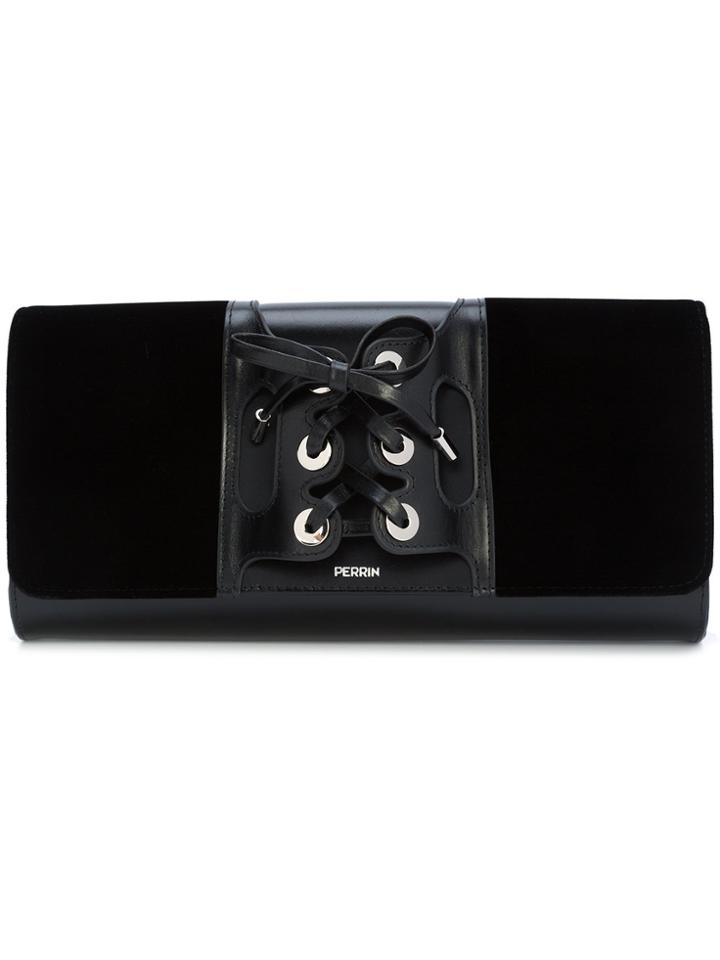 Perrin Paris Lace-up Glove Clutch Bag - Black